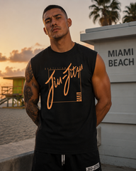 Bjj Orange Sleeveless Oversized Tee
