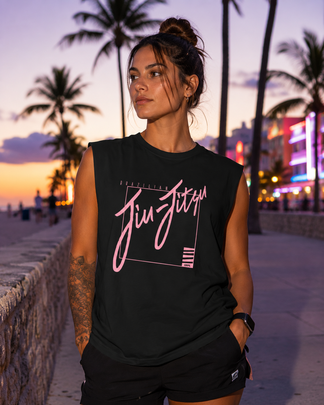 Bjj Pink Sleeveless Oversized Tee